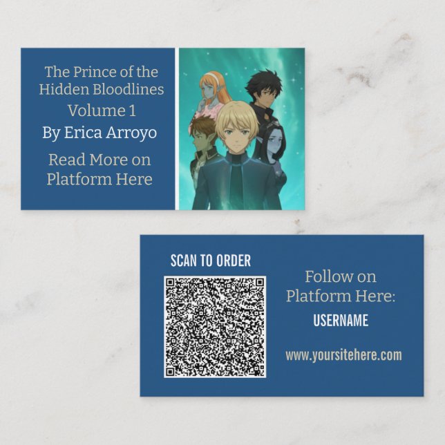Carte De Visite Code QR de promotion de livre pour auteurs indépen (Devant / Derrière)
