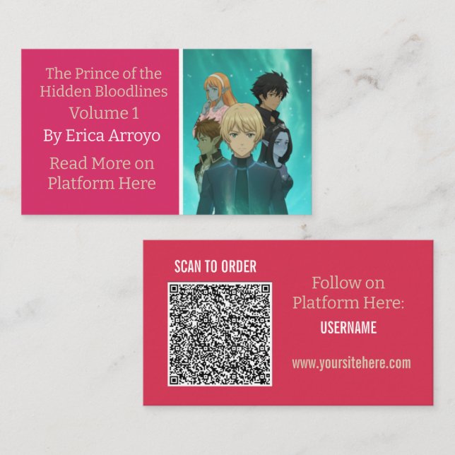 Carte De Visite Code QR de promotion de livre pour auteurs indépen (Devant / Derrière)