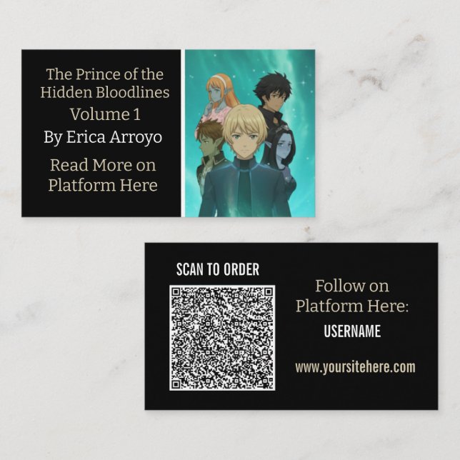 Carte De Visite Code QR de promotion de livre pour auteurs indépen (Devant / Derrière)