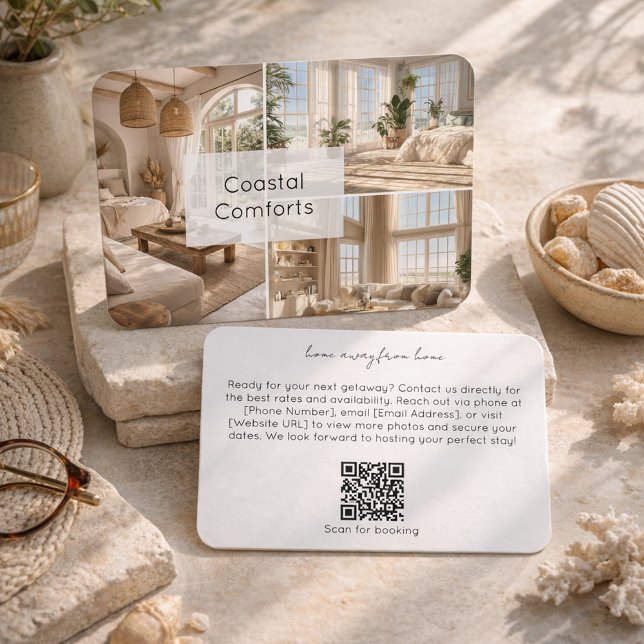 Carte De Visite Code QR de propriété de location de cabine moderne (Créateur téléchargé)