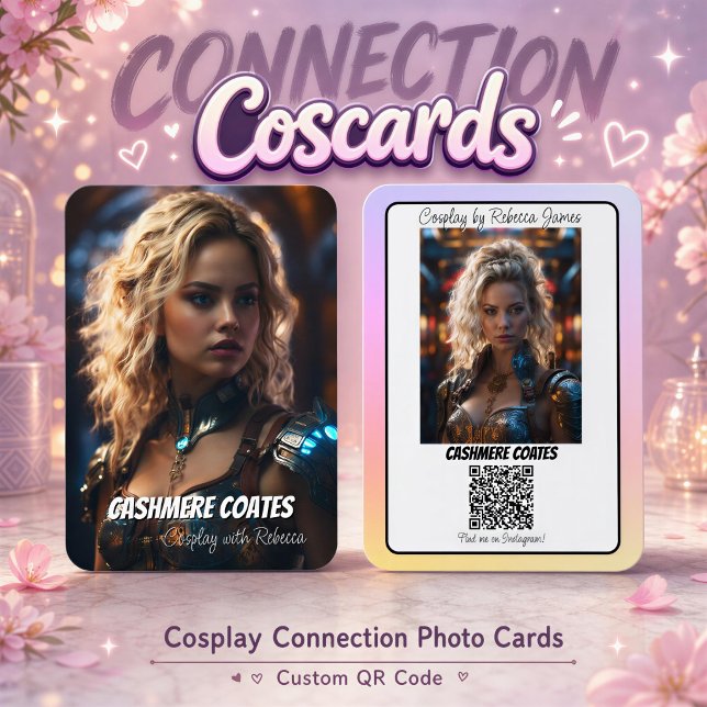 Carte De Visite Code QR de réflexion Coscard de connexion de cospl (Instantly connect with new faces at your next show or event with connections coscards cosplay cards)
