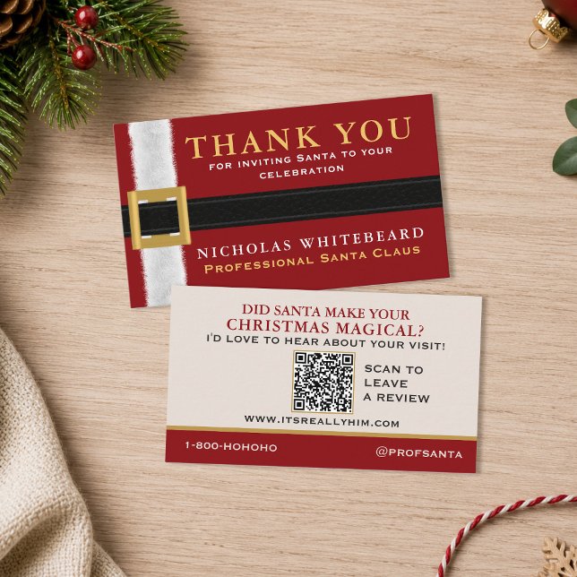 Carte De Visite Code QR de remerciement de Santa professionnel (A professional thank you card for Santa to leave with clients after a visit. Add your details!)