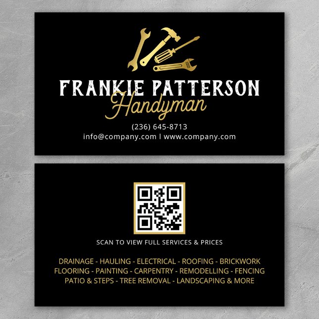 Carte De Visite Code QR de réparation et d'entretien de bricoleur  (Créateur téléchargé)