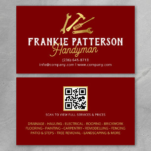 Carte De Visite Code QR de réparation et d'entretien de bricoleur 