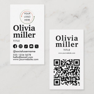 Carte De Visite Code QR de Réseaux Sociaux Modernes Portrait Min