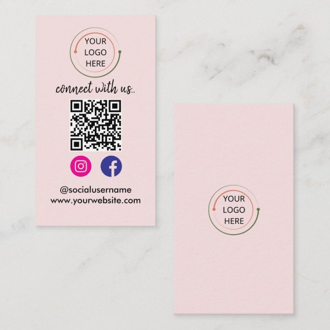 Carte De Visite Code QR de Réseaux Sociaux Modernes | Portrait Min (Devant / Derrière)