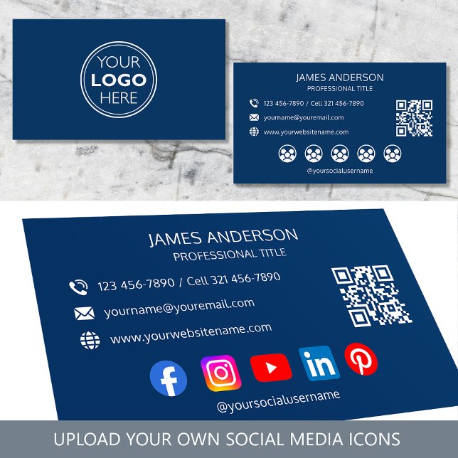 Carte De Visite Code QR de réseaux sociaux pour logo professionnel (Créateur téléchargé)