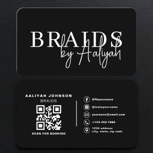 Carte De Visite Code QR de réservation de tresses de cheveux