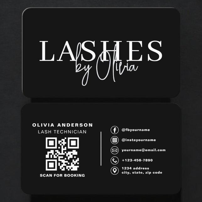 Carte De Visite Code QR de réservation pour Artiste de Cils (Créateur téléchargé)