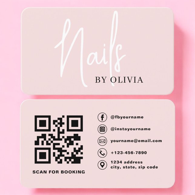 Carte De Visite Code QR de réservation pour technicien en onglerie (Créateur téléchargé)