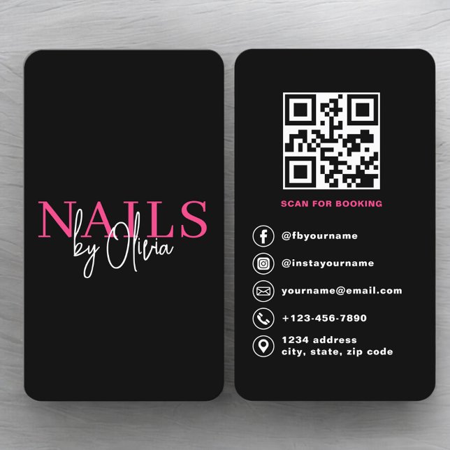 Carte De Visite Code QR de réservation pour technicien en onglerie (Créateur téléchargé)