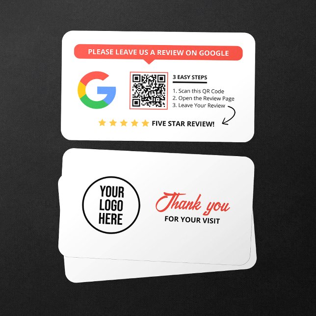 Carte De Visite Code QR de révision commerciale de Google blanc Av (Créateur téléchargé)
