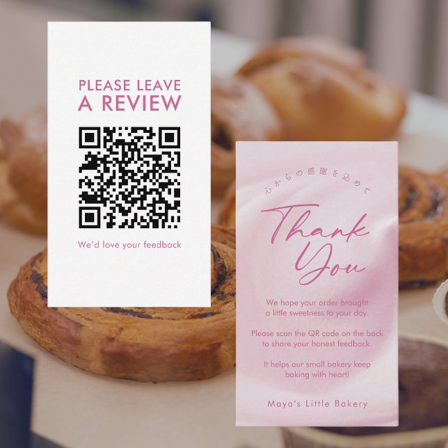 Carte De Visite Code QR de révision de la crème rose pastel (Créateur téléchargé)