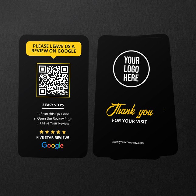 Carte De Visite Code QR de révision des avis Google noirs pour les (Créateur téléchargé)
