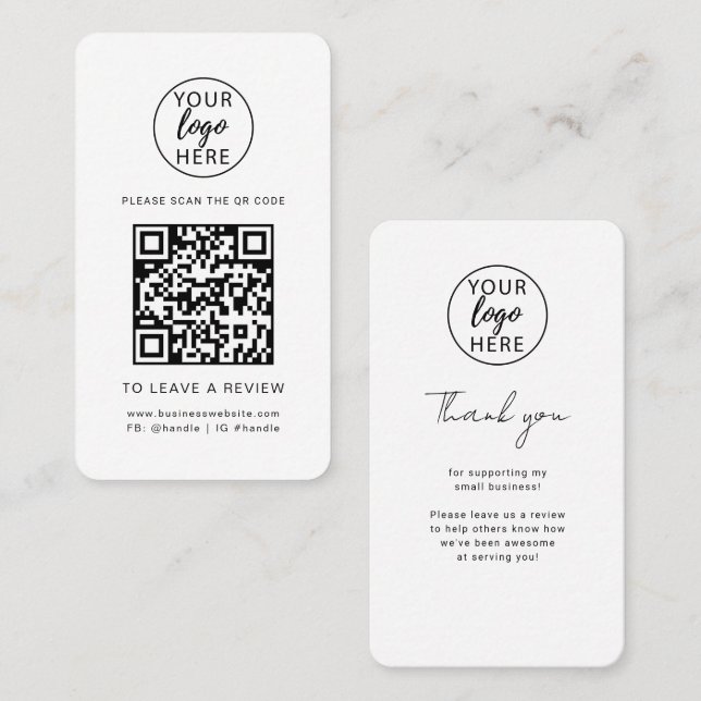 Carte De Visite Code QR de révision du logo d'entreprise personnal (Devant / Derrière)