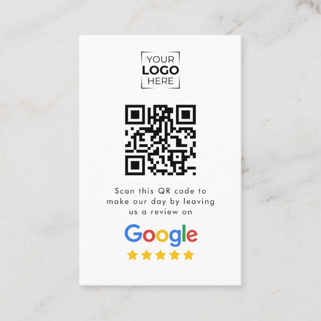 Carte De Visite Code QR de révision Google Avis sur l'entreprise  (Devant)