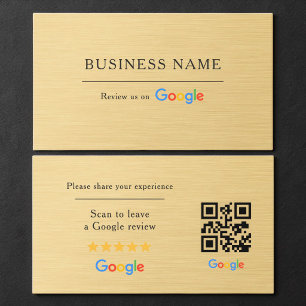 Carte De Visite Code QR de révision Google Faux Métal Doré