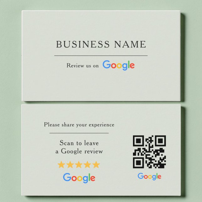 Carte De Visite Code QR de révision Google vert sauge Spa Salon (Créateur téléchargé)