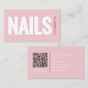 Carte De Visite Code QR de salon de manucure rose moderne