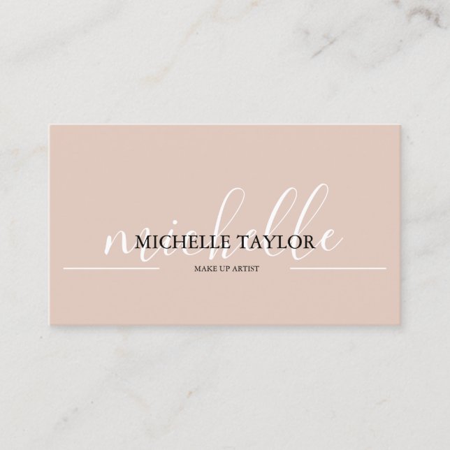 Carte De Visite Code QR de script calligraphique beige boho  (Devant)