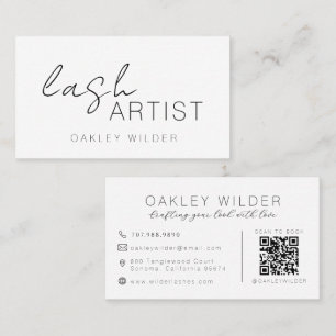 Carte De Visite Code QR de script d'artiste de cils moderne