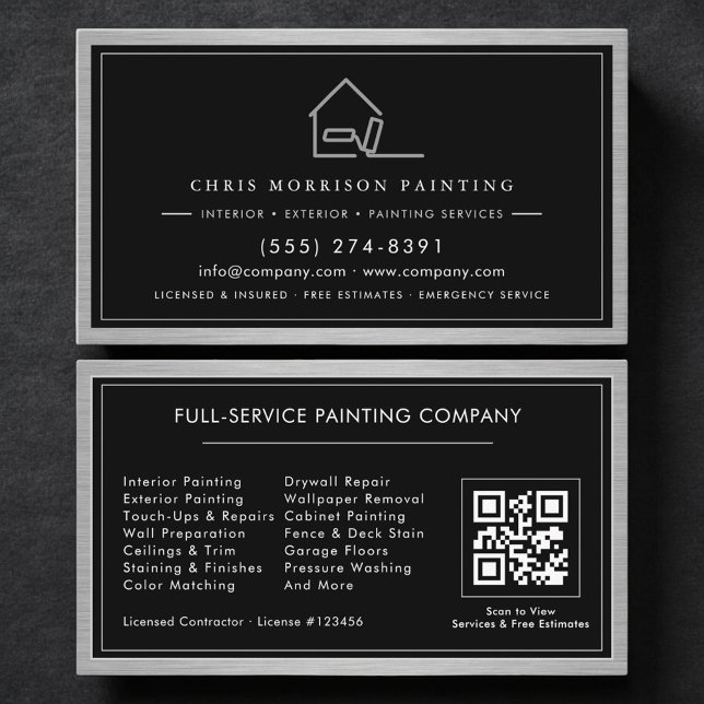 Carte De Visite Code QR de service de peinture de maison  (Créateur téléchargé)