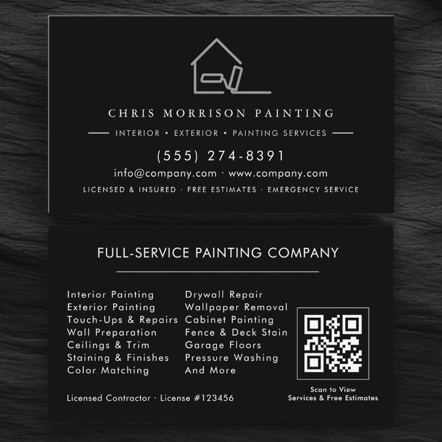 Carte De Visite Code QR de service de peinture professionnel Contr (Créateur téléchargé)
