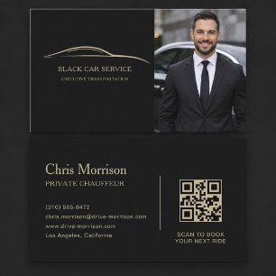 Carte De Visite Code QR de service de voiture noire Photo Noir & O