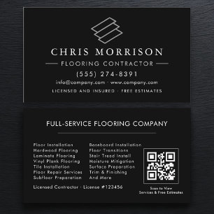 Carte De Visite Code QR de service d'installation de revêtements d