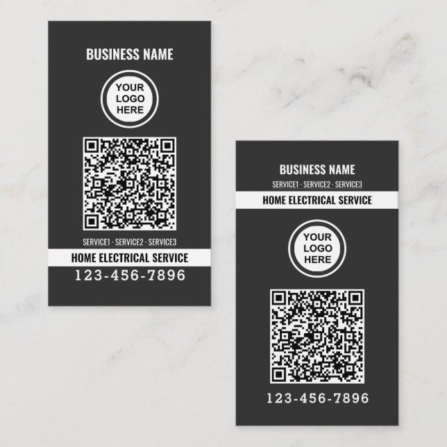 Carte De Visite Code QR de service électrique à domicile Logo trav (Devant / Derrière)