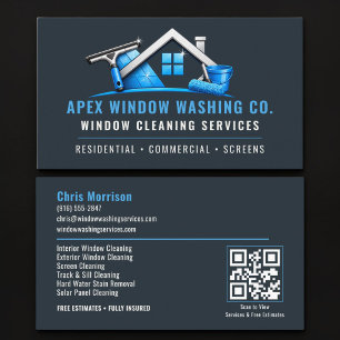 Carte De Visite Code QR de services professionnels de lavage de fe