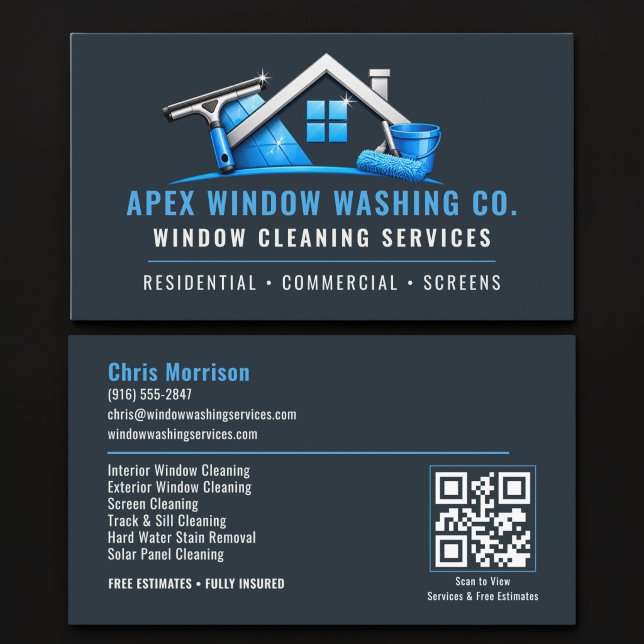 Carte De Visite Code QR de services professionnels de lavage de fe (Créateur téléchargé)