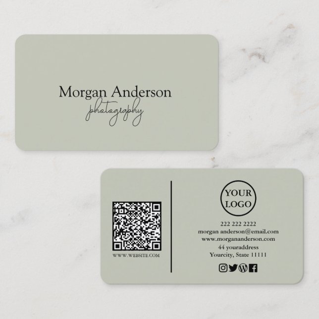 Carte De Visite Code QR de signature moderne Social (Devant / Derrière)