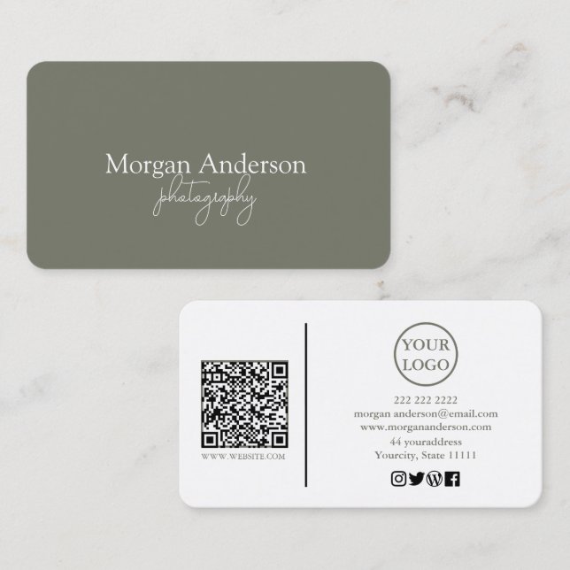 Carte De Visite Code QR de signature moderne Social (Devant / Derrière)