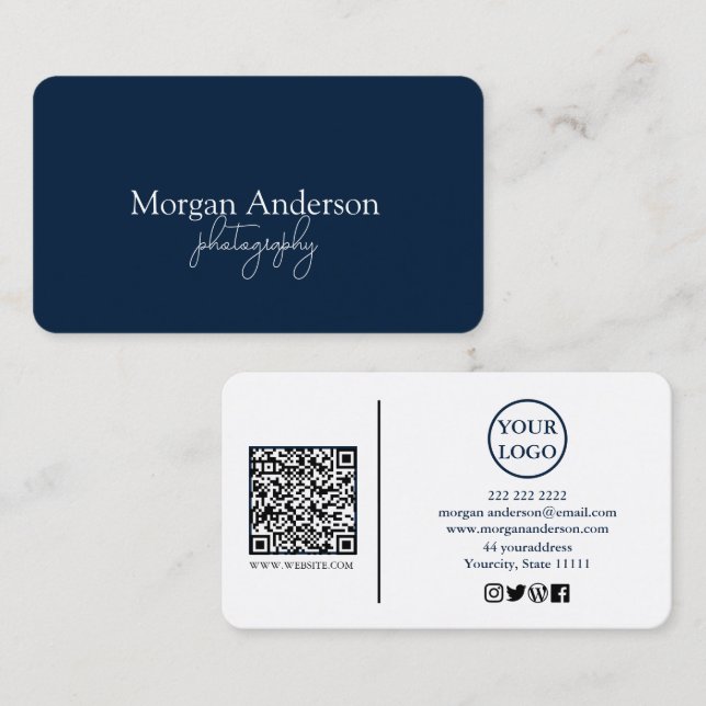 Carte De Visite Code QR de signature moderne sociale (Devant / Derrière)