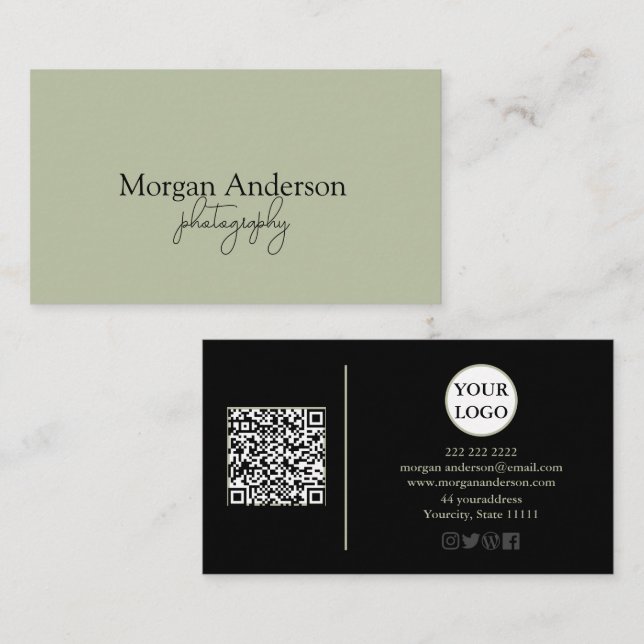 Carte De Visite Code QR de signature moderne sociale (Devant / Derrière)