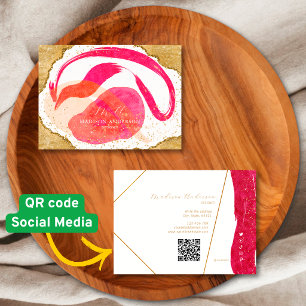 Carte De Visite Code QR de site Web de paillettes d'or rose chaud