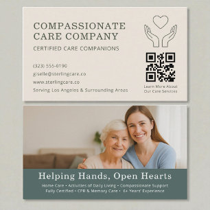 Carte De Visite Code QR de soutien aux personnes âgées et de soins