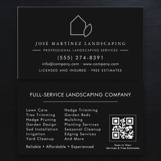 Carte De Visite Code QR de Stylish Lawn Service pour l'aménagement (Créateur téléchargé)