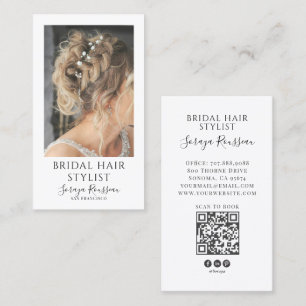 Carte De Visite Code QR de styliste capillaire de mariage moderne