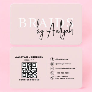 Carte De Visite Code QR de styliste de coiffure en tresses