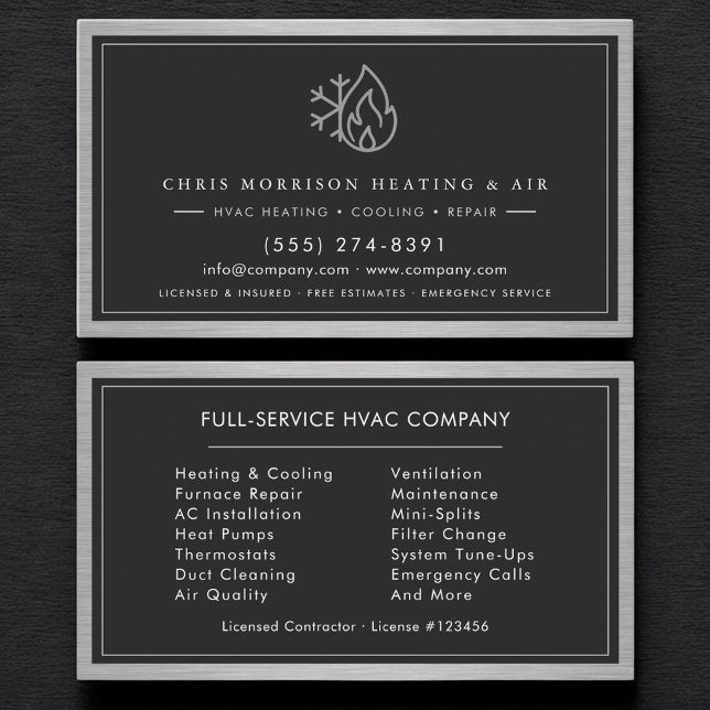 Carte De Visite Code QR de technicien CVC moderne (Créateur téléchargé)