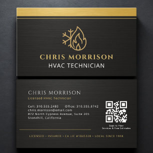 Carte De Visite Code QR de technicien CVC moderne