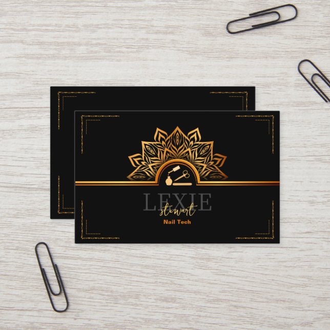 Carte De Visite Code QR de Technicien de Vernis à Ongles Élégant e (Devant/Arrière en situation)