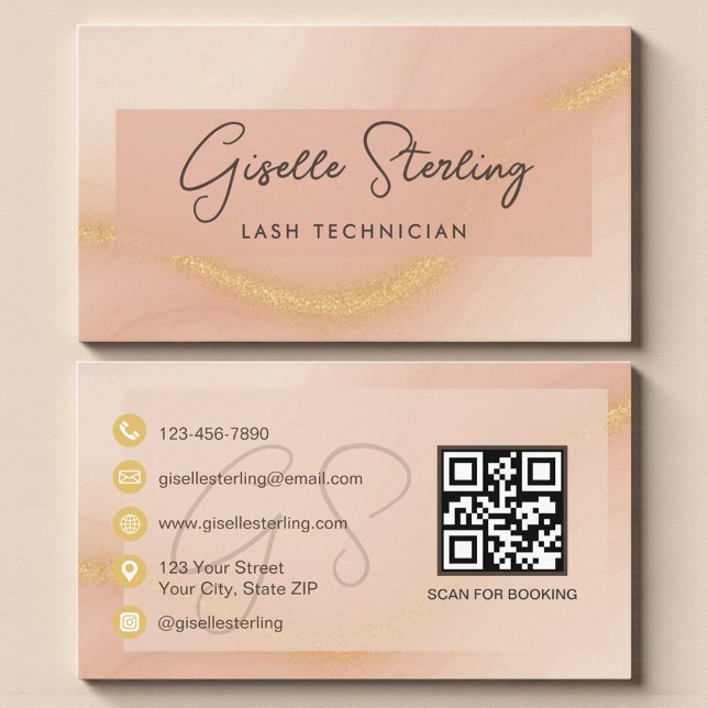 Carte De Visite Code QR de technicien en cils à l'aquarelle (Créateur téléchargé)