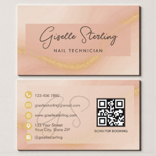Carte De Visite Code QR de technicien en onglerie aquarelle