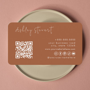 Carte De Visite Code Qr de Terracotta professionnel Script minimal