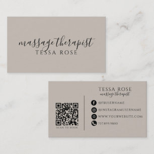 Carte De Visite Code QR de thérapeute de massage