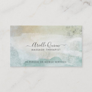 Carte De Visite Code QR de Thérapeute de Massage à l'Aquarelle Mod