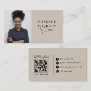 Carte De Visite Code QR de thérapeute de massage Photo Neutre